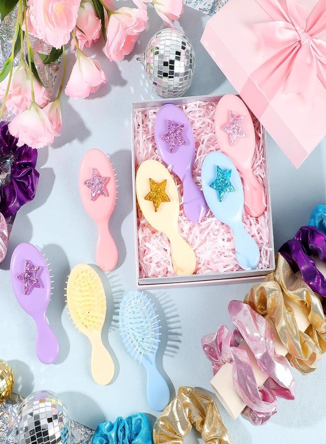 Kenning 12 Pcs Mini Hair Brushes with 12 Pcs Scrunchies for Girls Women Birthday Party Favors Kpop Mermaid Spa Travel Friendship Party Supplies - Image 3