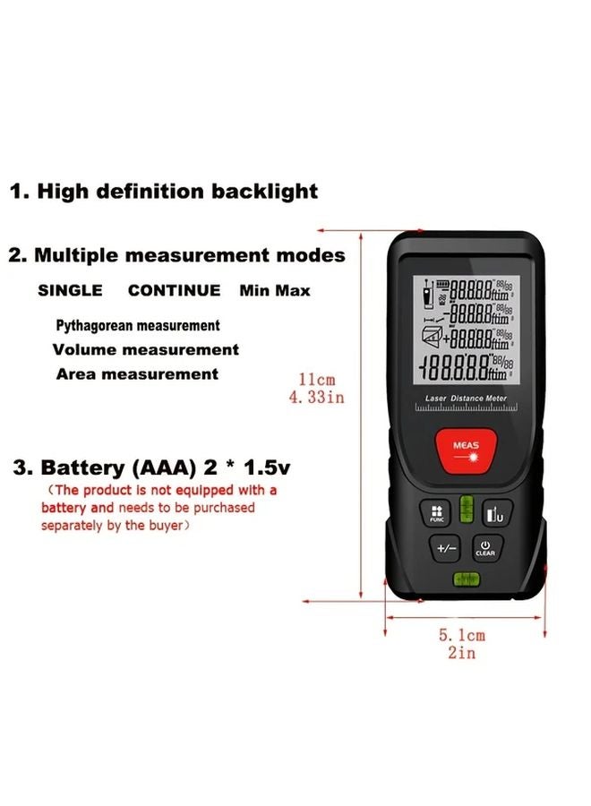 50M 164FT Laser Rangefinder Digital Angle Electronic Level Multiple Measurement Modes - Image 4
