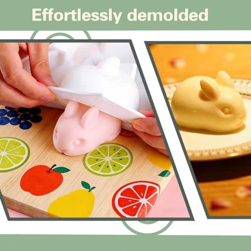 GARBODIY 3D Rabbit Silicone Mousse Molds Easter Bunny Cake Baking Mold for Cake Mousse, Jello, Pudding, Ice Cube Trays, DIY Soap, Candle, Lotion Bar & Plaster Molds(-40°F to 446°F) - Image 2