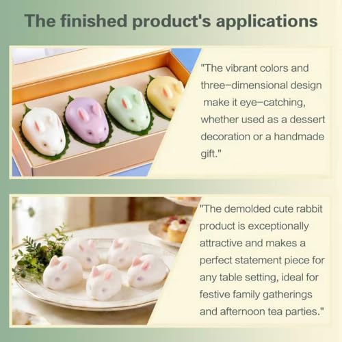 GARBODIY 3D Rabbit Silicone Mousse Molds Easter Bunny Cake Baking Mold for Cake Mousse, Jello, Pudding, Ice Cube Trays, DIY Soap, Candle, Lotion Bar & Plaster Molds(-40°F to 446°F) - Image 5