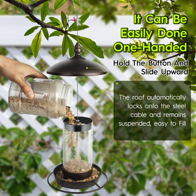 Youvip Metal Roof Bird Feeder for Outdoors - 360Â° Feeding Perch. Green - Image 4