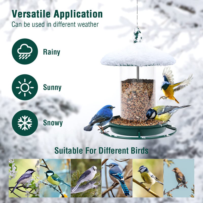 Youvip Metal Roof Bird Feeder for Outdoors - 360Â° Feeding Perch. Green - Image 5