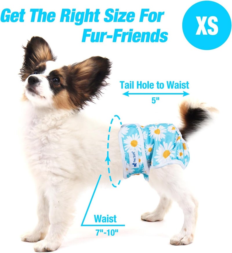 Pet Soft Washable Female Diapers (3 Pack) – 2021 Summer Latest Flower Female Dog Diapers, Comfort Reusable Doggy Diapers for Girl Dog in Period Heat (Flower, XS) - Image 3