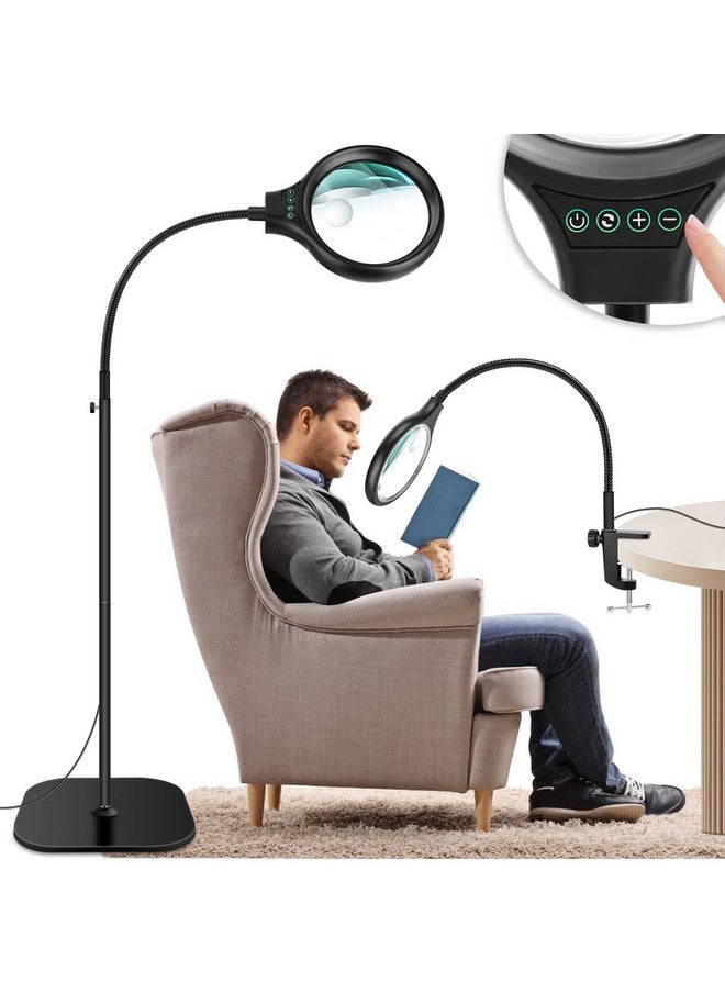 NZQXJXZ - 10X 30X Large Floor Magnifying Glass With Light And Stand,36 Led Flexible Gooseneck Floor Magnifying Lamp,Clip On Lighted Magnifiers For Reading,Sewing,Crafts,Painting,Diy,Close Work - Image 1