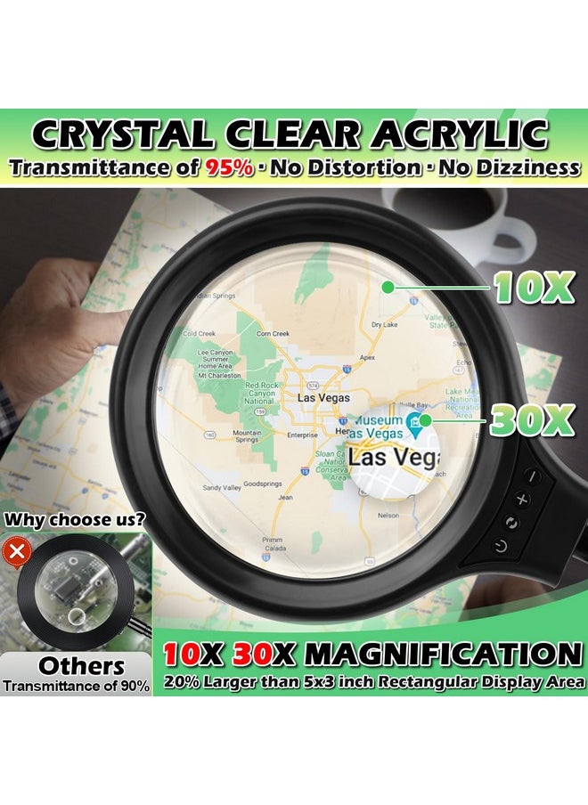NZQXJXZ - 10X 30X Large Floor Magnifying Glass With Light And Stand,36 Led Flexible Gooseneck Floor Magnifying Lamp,Clip On Lighted Magnifiers For Reading,Sewing,Crafts,Painting,Diy,Close Work - Image 1