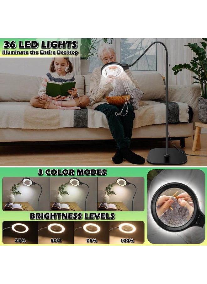 NZQXJXZ - 10X 30X Large Floor Magnifying Glass With Light And Stand,36 Led Flexible Gooseneck Floor Magnifying Lamp,Clip On Lighted Magnifiers For Reading,Sewing,Crafts,Painting,Diy,Close Work - Image 1