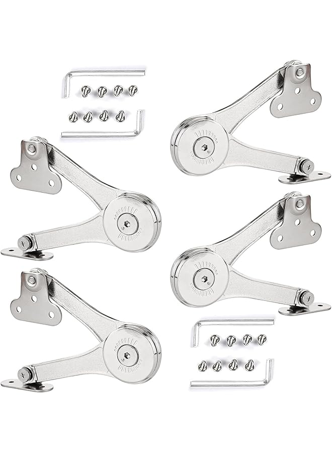 S-TOP Toy Box Hinges, 4 PCS Adjustable Soft Close Hinges with Lid Support, Heavy Duty Metal Lift Up Hinges, Compatible with Toy Box, Chest, Cabinet, Wardrobe, Closet Door Hardware - Image 1