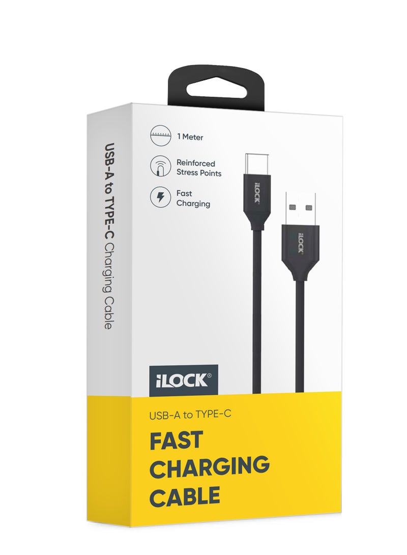 ILOCK USB-A to Type-C Cable | Fast Charging & Data Sync Black - Image 1