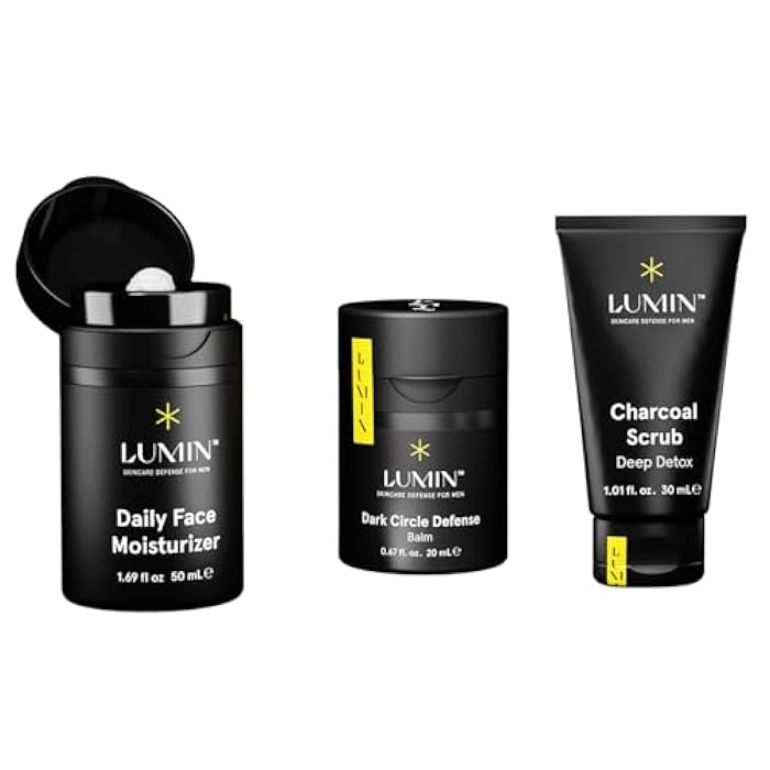 Lumin Skin Care Set Routine for Men - Boss Trio - Men's Facial Care Kit, Men's Skincare Routine Banish Dark Circles, Puffiness, Clogged Pores - 2 Month Supply - Image 1