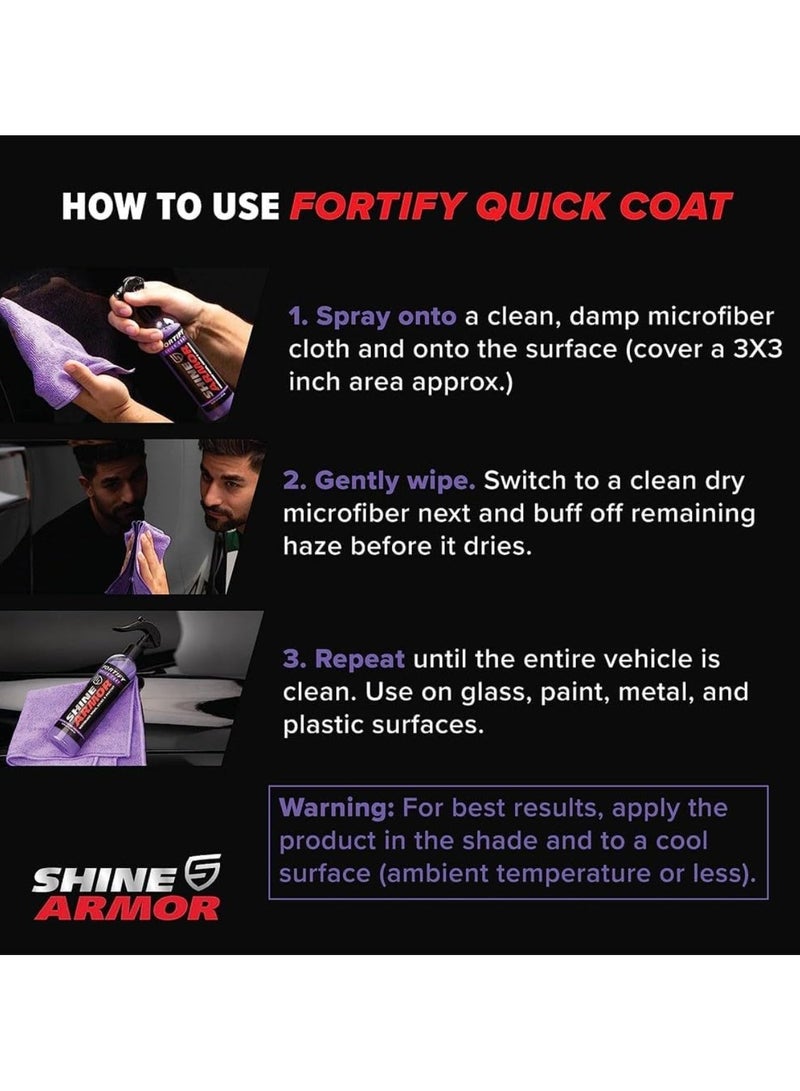 Shine Armor Ceramic Coating Brazilian Water-Based Palm Spray Wax High-Strength Hydrophobic Waterless Car Wash 236 ml (Microfiber Cloth Included) - Image 2