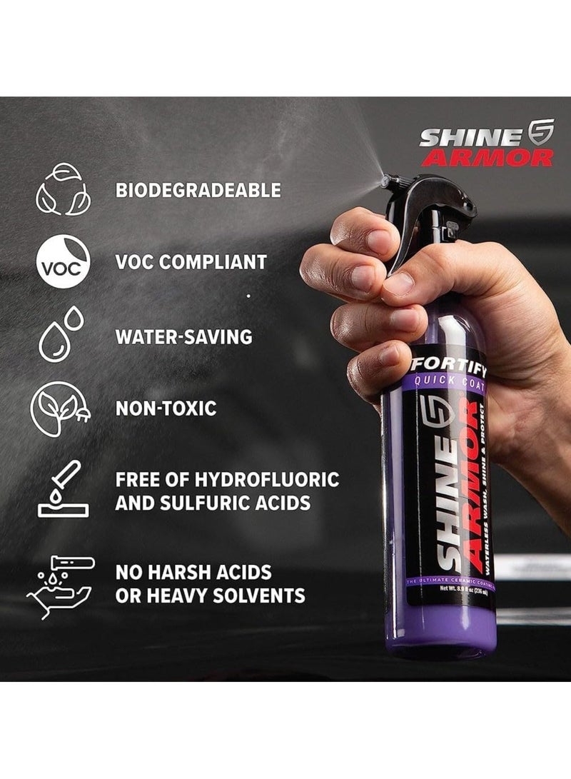 Shine Armor Ceramic Coating Brazilian Water-Based Palm Spray Wax High-Strength Hydrophobic Waterless Car Wash 236 ml (Microfiber Cloth Included) - Image 5
