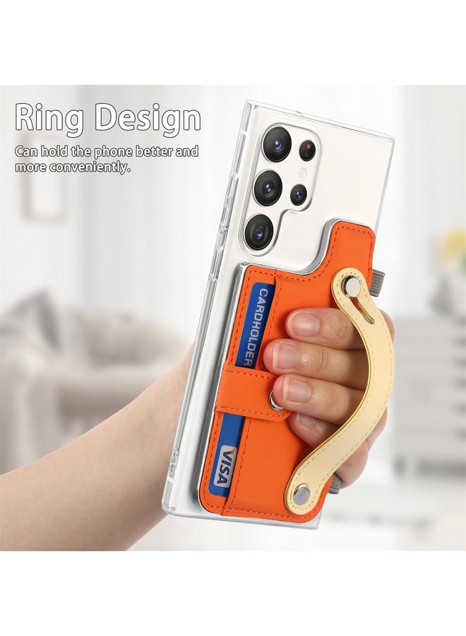 اس-توب جراب شفاف لهاتف Samsung Galaxy S23 Ultra 5G متعدد الوظائف مزود بمحفظة بطاقات وسوار معصم - Image 5