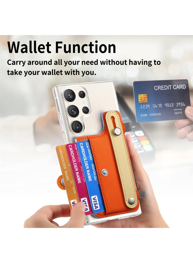 اس-توب جراب شفاف لهاتف Samsung Galaxy S23 Ultra 5G متعدد الوظائف مزود بمحفظة بطاقات وسوار معصم - Image 3