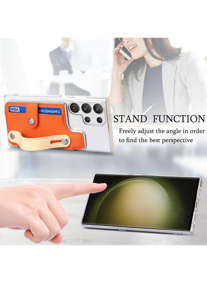 اس-توب جراب شفاف لهاتف Samsung Galaxy S23 Ultra 5G متعدد الوظائف مزود بمحفظة بطاقات وسوار معصم - Image 4