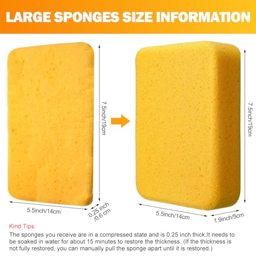 Tioncy 12 Pcs Large Sponges Bulk 75 x 55 x 19 Inch Grouting Car Wash Foam Cleaning and Washing Sponge Commercial Foam Large All Purpose for Cleaning Dishes Car Tile Bike Yellow - Image 3