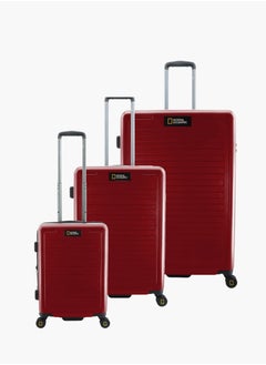 NATIONAL GEOGRAPHIC National Geographic Cruise 100% PC Hardshell Suitcase Set, Durable Lightweight  TSA Combination Lock Travel Luggage, 4 Quite Spinner Wheel, 3pcs Trolley Bag (20+24+28 Inch) Burgundy.  - Image 1