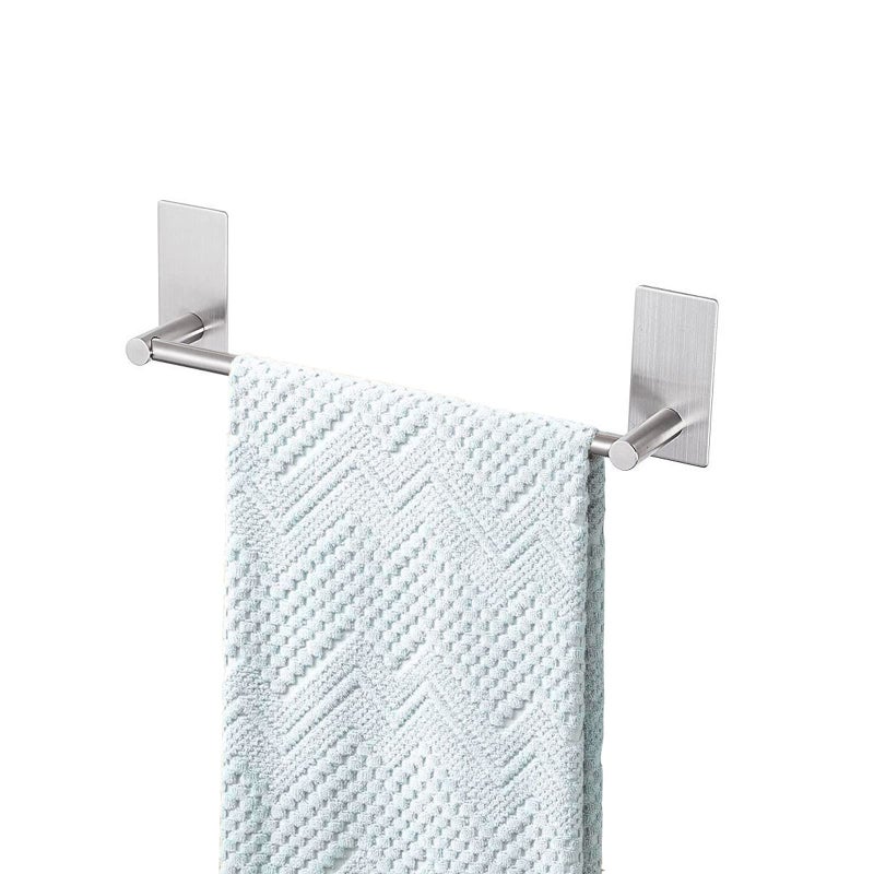 Songtec Adhesive Towel Bar 9-inch  Stick On Bath Towel Rack  Hand Towel Holders  No Drilling on Wall - Brushed Nickle - Image 1