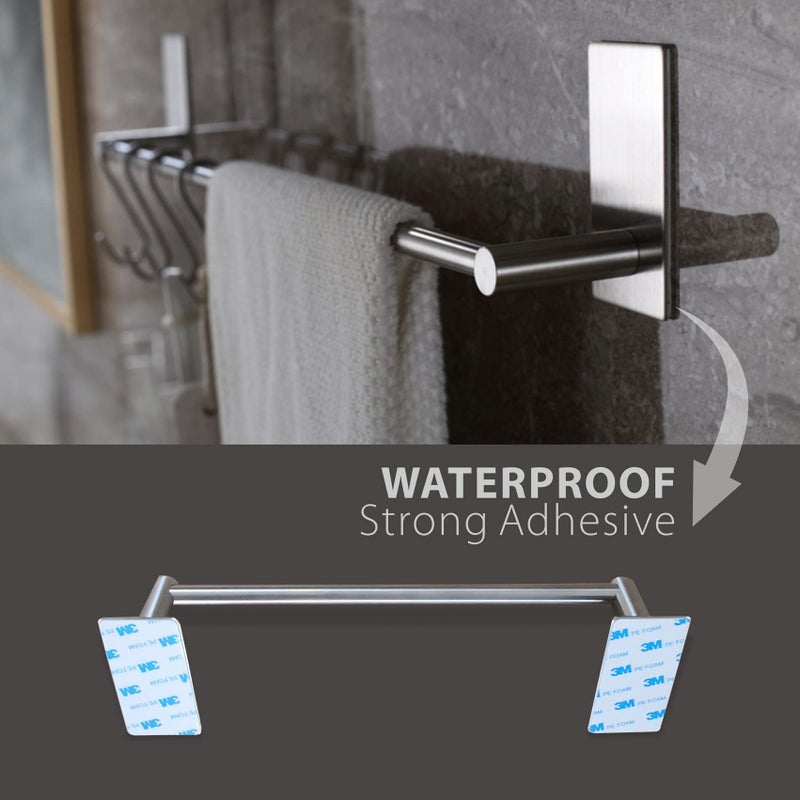 Songtec Adhesive Towel Bar 9-inch  Stick On Bath Towel Rack  Hand Towel Holders  No Drilling on Wall - Brushed Nickle - Image 4