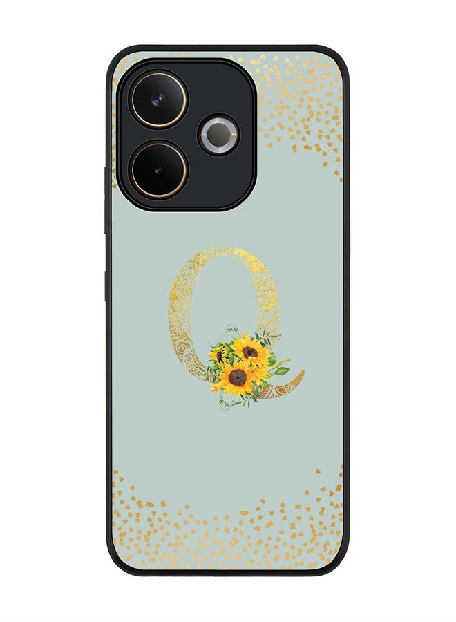 Stylizedd For Oppo A5 Pro 5G / A5 Pro 4G / 5G Case,Slim fit Camera Protection, Shockproof Thin Phone cover  - Custom Floral Monogram - Q  (Light Grey ) - Image 1