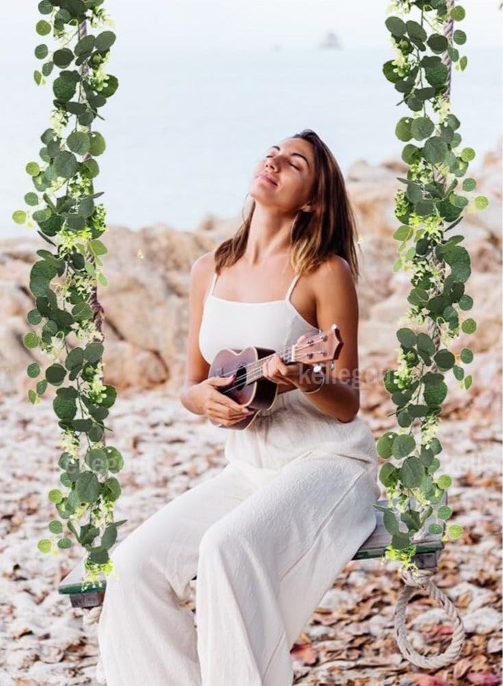 إكليل اليوكاليبتوس الاصطناعي، بطول 180 سم، إكليل أوراق اليوكاليبتوس الصناعي، كرمة اليوكاليبتوس الاصطناعية، مناسب لتزيين أقواس الزفاف، المنزل، الطاولات، الخلفيات، الديكور الداخلي والخارجي. - Image 4