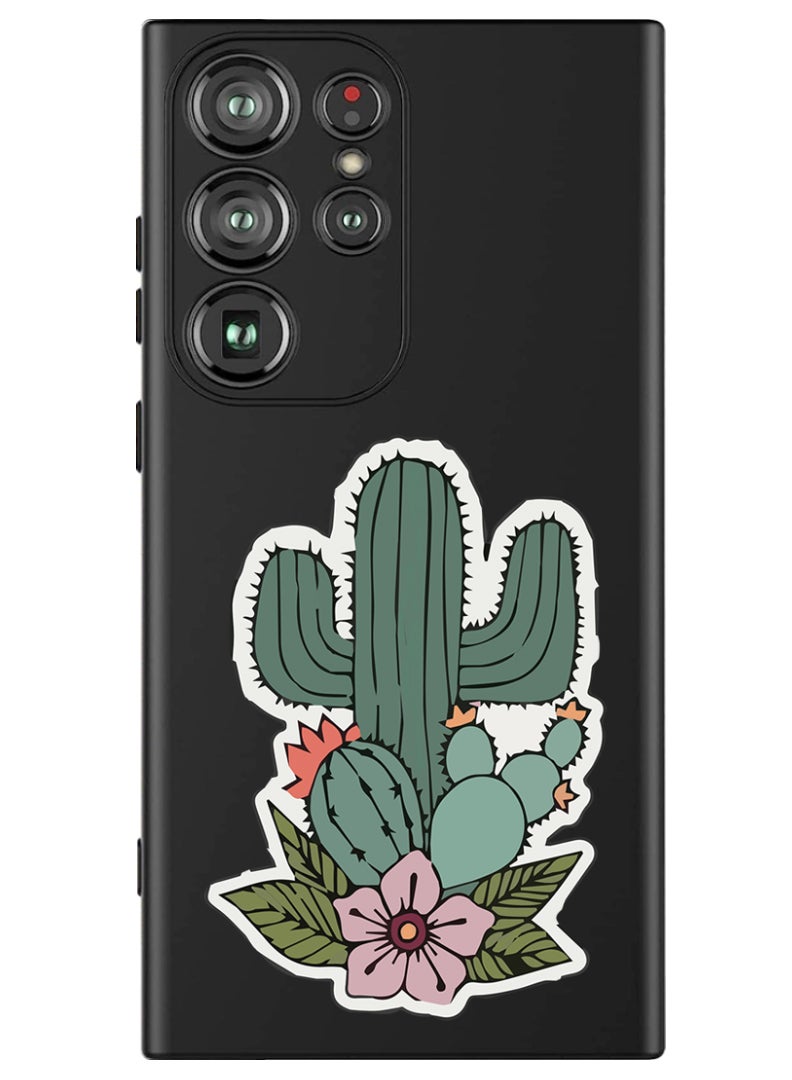 Theodor Protective Slim Fit Case Liquid Silicone Cover with Full Body Protection Anti-Scratch Shockproof Case For Samsung Galaxy S24 Ultra (Black) - Cactus - Image 1