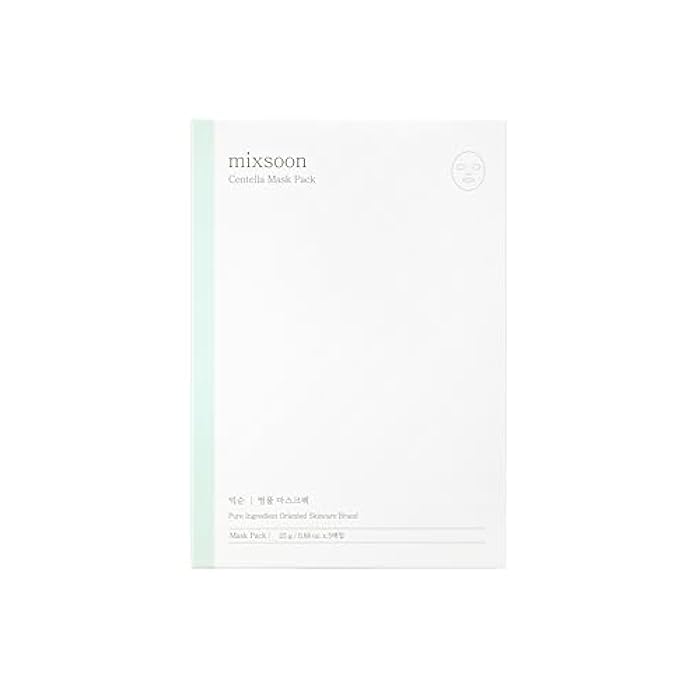 mixsoon Centella Mask Pack Face Moisturizer Soothing Calming Sheets Korean Glass Skin Care 1Pack (5ea) - Image 1