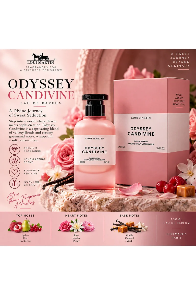 Loui Martin Odyssey Candivine Eau De Parfum 100ml | Sweet Floral & Gourmand Fragrance | Creamy & Sensual Perfume