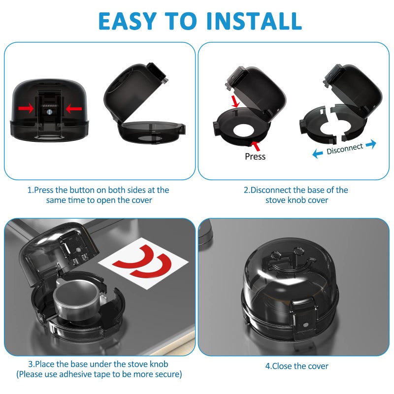 Babepai Stove Knob Covers for Child Safety - 5 Pack Babepai Upgraded Double-Key Design Universal Size Baby Safety Gas Oven Knob Covers Stove Guard Baby Proofing - Image 5