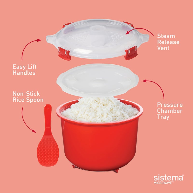 Sistema Microwave Rice Cooker & Round Microwave Food Container Set | 2.6L, 915ml | Food Containers with Steam-Release Vents | BPA-Free | 2 Count - Image 2