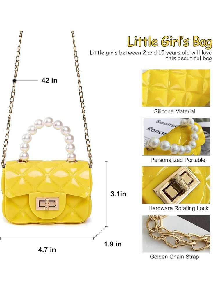 Little Girls Mini Purse Cute Crossbody Bag for Princesses yellow - Image 2