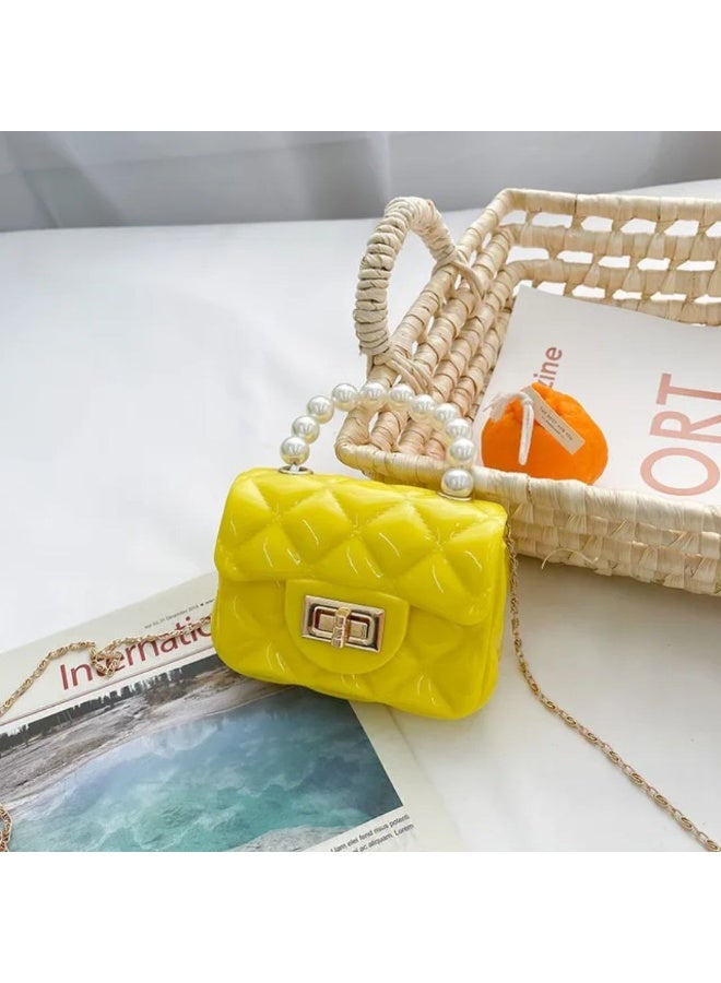 Little Girls Mini Purse Cute Crossbody Bag for Princesses yellow - Image 3