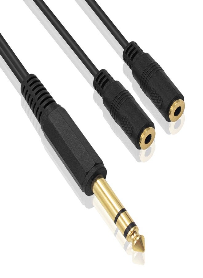 Poyiccot 1/4 to 3.5mm Adapter, 3.5mm to 1/4 Headphone Adapter, 6.35mm 1/4 inch TRS Stereo Male to 2 Dual (Mini) 1/8 inch Stereo Female Y Splitter Cable 20cm/8inch (635M-235FM) - Image 2