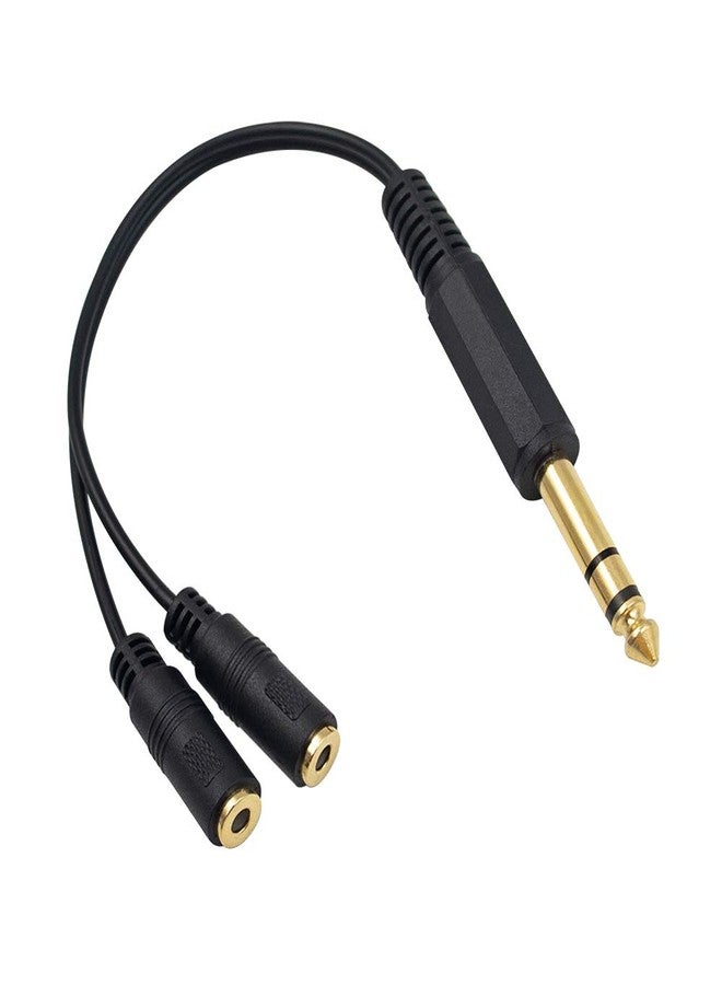 Poyiccot 1/4 to 3.5mm Adapter, 3.5mm to 1/4 Headphone Adapter, 6.35mm 1/4 inch TRS Stereo Male to 2 Dual (Mini) 1/8 inch Stereo Female Y Splitter Cable 20cm/8inch (635M-235FM) - Image 1