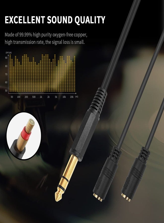Poyiccot 1/4 to 3.5mm Adapter, 3.5mm to 1/4 Headphone Adapter, 6.35mm 1/4 inch TRS Stereo Male to 2 Dual (Mini) 1/8 inch Stereo Female Y Splitter Cable 20cm/8inch (635M-235FM) - Image 3