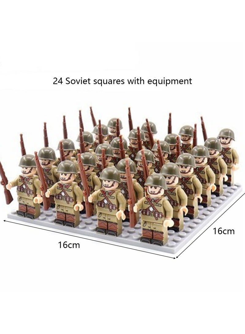 general Army Block Toy Set 24 Pieces Small Particle Assembly Toys (Soviet Army Phalanx 24 People) - Image 2