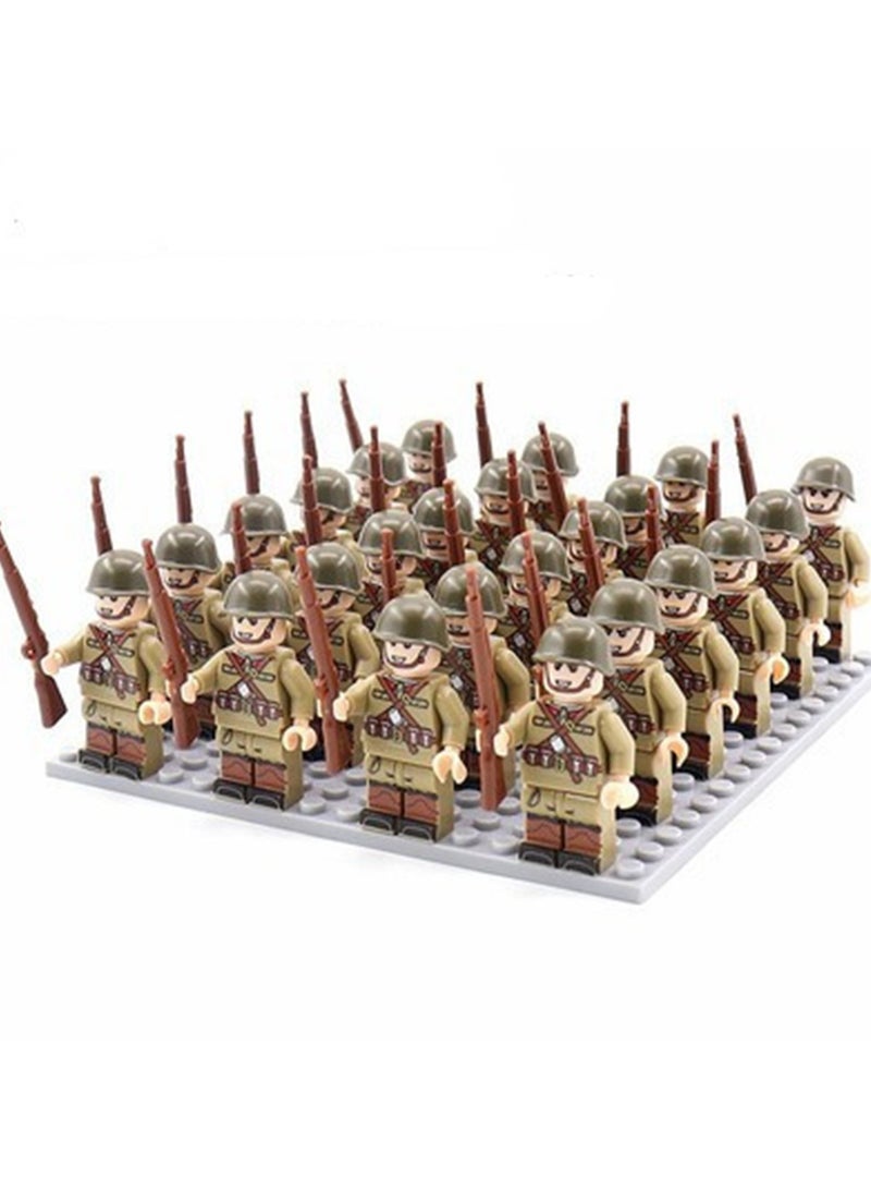 general Army Block Toy Set 24 Pieces Small Particle Assembly Toys (Soviet Army Phalanx 24 People) - Image 1