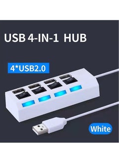 KASTWAVE 4 Port 2.0 USB Hub, Portable High-speed Multi Port Data Hub, Multi-Device Expansion Splitter Lead Cable Adapter for PC, Laptop, Desktop, Flash Drive, HDD, Console, Computer, Keyboard, Mouse (white)  - Image 2