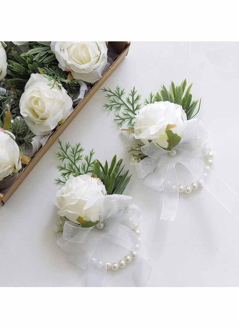 Generic Women's Wrist Corsage, Wedding Groomsmen and Bridesmaids Corsages, Rose Wristlet Band, Bracelet for Women Bride Bridesmaid(2 PCS)  - Image 1