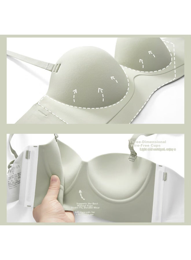 Modal Seamless Wireless Women's Bandeau Bra No Steel Ring Youthful Small Chest Sports Push-up Side Breast Gathering Bra White L - Image 5