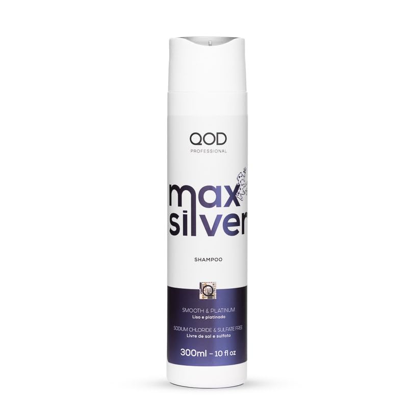 QoD MAX SILVER SHAMPOO 300ML  10 FL OZ  FOR BLONDE STREAKED OR GRAY HAIR WITH VIOLET PIGMENTS  PROLONG THE SMOOTH EFFECT OF HAIR TREATED WITH HAIR STRAIGHTENING TREATMENT