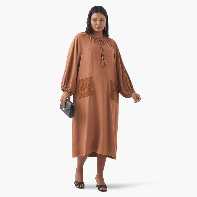 Ulla Popken Crochet Pocket Midi Dress