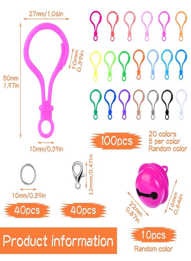 SOCNITC 150 PCS Lanyard Clips and Hooks, Multicolor Lobster Clasp Keychain Plastic Lanyard Clips with Jump Rings, Lanyard Hook for Keychain Clasp, Plastic Keychains Backpack Clips for Crafts DIY Handmade - Image 2