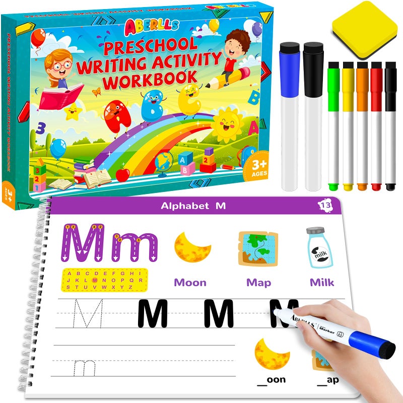 ABERLLS Handwriting Practice Book for Kids Toddler Preschool Learning Activity for 3 4 5 Year Old Kindergarten Educational Toys Montessori Toys Learn Number Letters Shapes Animal Sight Words Workbook - Image 3