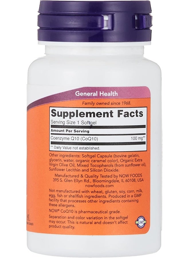 ناو NOW Foods CoQ10 100 mg Softgels - 50 Count - Image 2