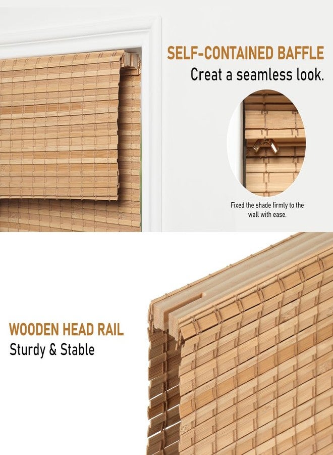 SEEYE Cordless Bamboo Roman Shades, Blackout Natural Bamboo Blinds for Indoor Windows, Roll Up Blind Privacy Shade for Home, Office, Door, UV Resistant & Easy to Install, 30" W x 64" H, Carbonized - Image 3