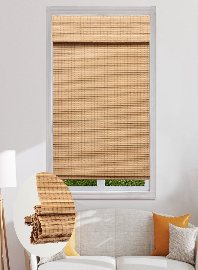 SEEYE Cordless Bamboo Roman Shades, Blackout Natural Bamboo Blinds for Indoor Windows, Roll Up Blind Privacy Shade for Home, Office, Door, UV Resistant & Easy to Install, 30" W x 64" H, Carbonized - Image 1
