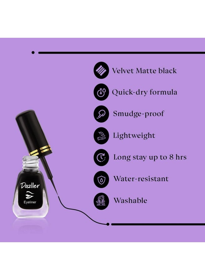 DAZLLER - Liquid Eyeliner, 6.5Ml, Black, Velvet Matte, Washable, Water-Resistant, Smudge-Proof - Image 1