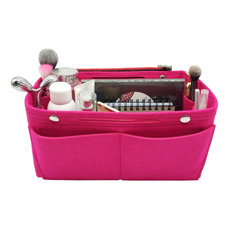 LEXSION Felt Purse Organizer Insert Bag organizer Multi Pocket Bag in Bag Organizer For Tote & Handbag Shaper 8008 Rosy M - Image 2