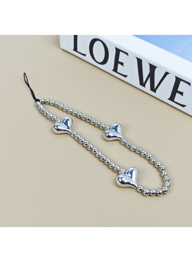 NIBEMINENT Beaded Phone Lanyard, Anti Lost Removable Wrist Strap, Love Bracelet Pendant, Phone Keychain Lanyard - Image 1