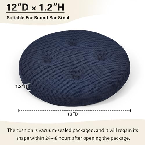 baibu Stool Covers Round, Super Breathable Round Bar Stool Cover Seat Cushion Navy Blue 13" - One Cushion Only - Image 2